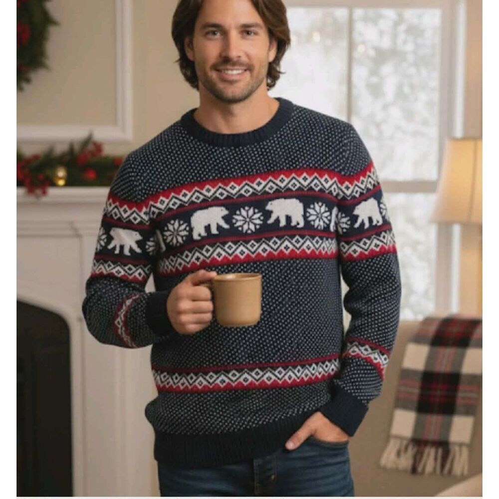 Aspen Size S Sweater Fair Isle Polar Bear Snowflake Christmas Holiday Cotton